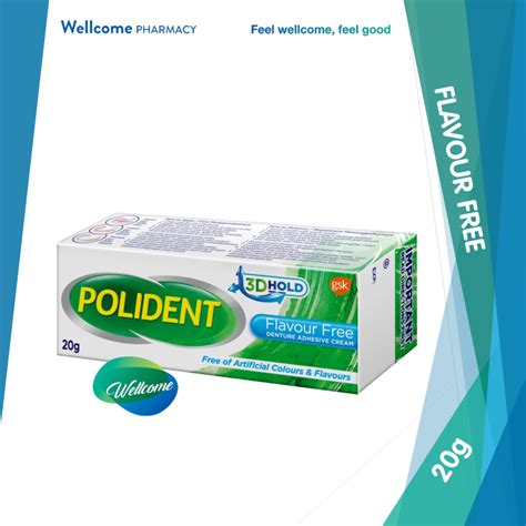 Polident Denture Adhesive Cream Flavour Free 20g Lazada