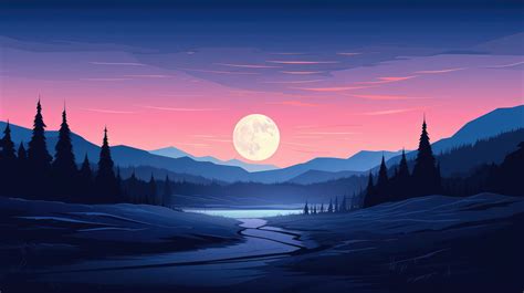 Evening Landscape In Minimalist Style Wallpaper,HD Artist Wallpapers,4k Wallpapers,Images ...