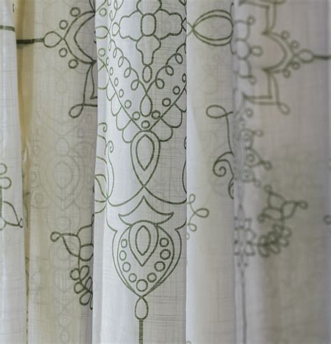 Buy Classic Lines Slub Sheer Cotton Curtain Green Beige Thoppia