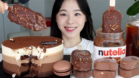 Asmr Chocolate Dessert Mukbang 투썸 케이크 마카롱 초코디저트 티코 구구 아이스크림 먹방 Cake Macaron Ice Cream Cokelat