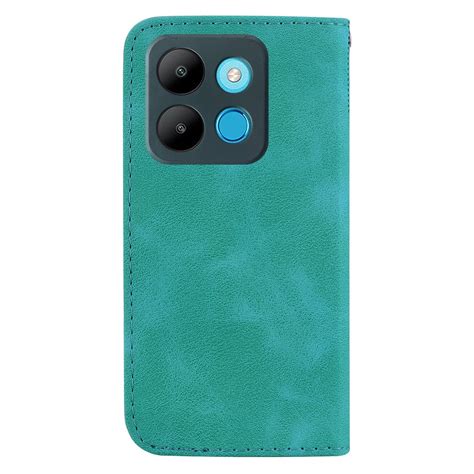 For Infinix Smart 7 African Version X6515 7 Shaped Embossed Leather Phone Case Green