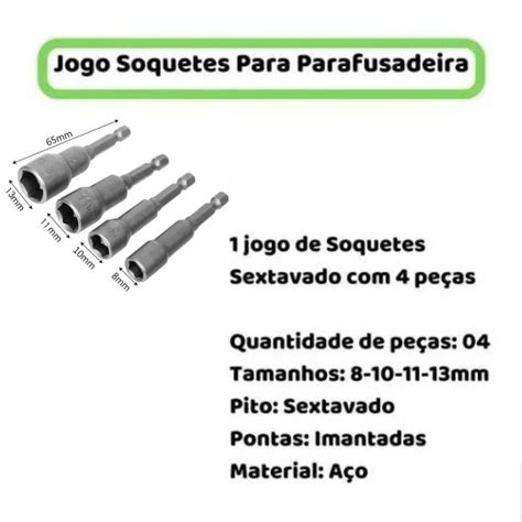 Kit Parafusadeira Soquete Magn Tico Sextavado Bit Ferramenta Jogo De