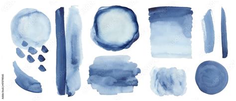 Set Of Blue Indigo Watercolor Textures Backgrounds Design Elements