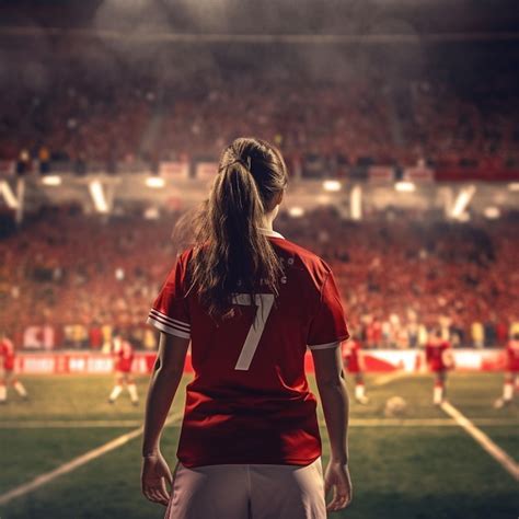 Premium Ai Image Photo Female Soccer Football Player Kicking Ball