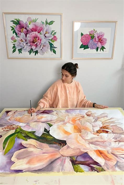 Huge Watercolor Paintings Artist Janet Pulcho Flower Art Painting