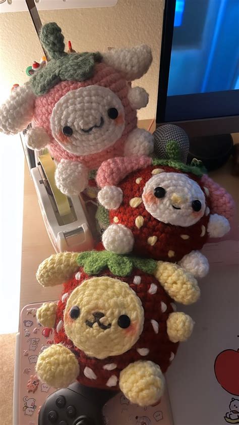 Crochet Strawberry Sanrio Crochet Doll Pattern Crochet Crafts Diy