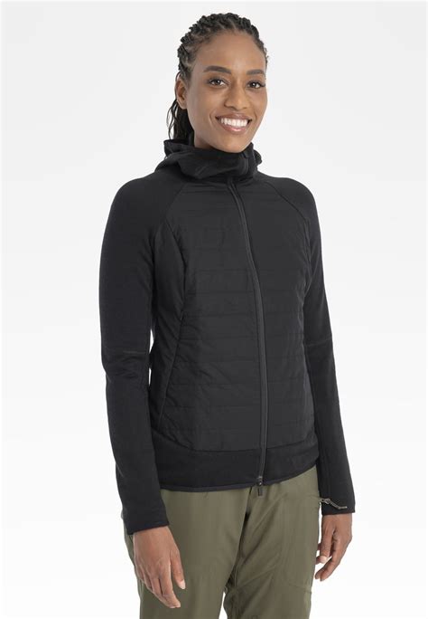 Icebreaker Merino Quantum Hybrid Zip Hoodie Sweat Zippé Blacknoir