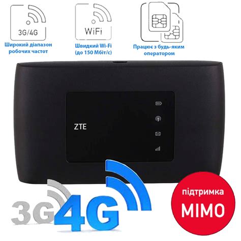 Роутер ZTE MF920U black 4G LTE WiFi Аккумулятор 2000 мАч до 32