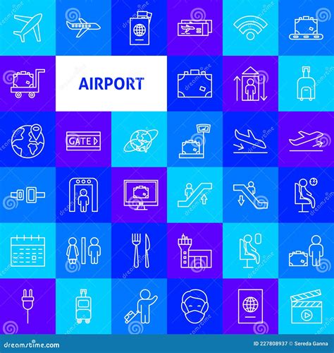 Airport Line Icons Stock Vector Illustration Of Journey