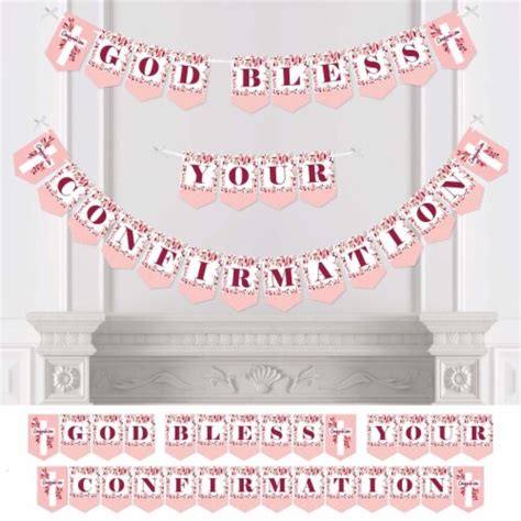 Big Dot Of Happiness Pink Elegant Cross Bunting Banner Decor God Bless