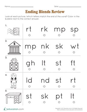 Ending Blends Review Interactive Worksheet Education