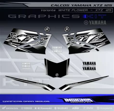 Calcos Yamaha Xtz White Flower Insignia Calcos