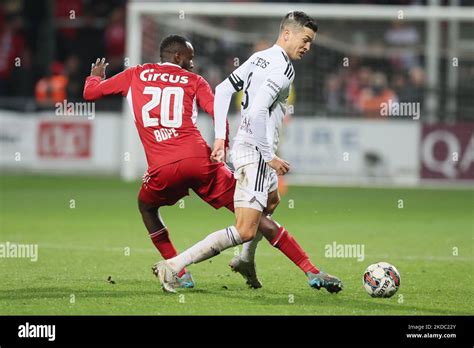 Standard S Merveille Bope Bokadi And Eupen S Stef Peeters Fight For The