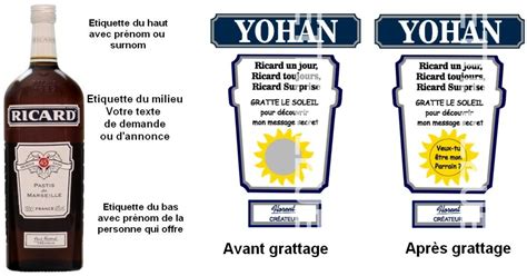 Tiquettes Ricard Gratter Personnalis Es Pour Bouteille Demande De