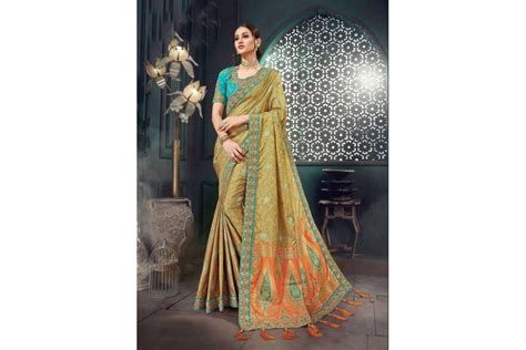 Beige Bhagalpuri Silk Heavy Designer Bhagalpuri Silk Saree