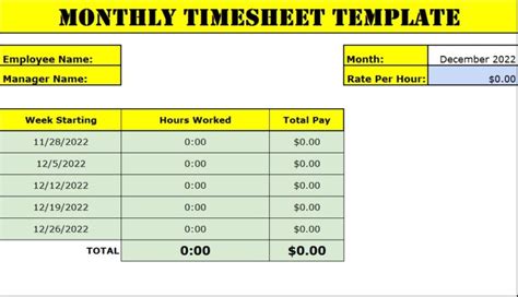 Best 5 Timesheet Templates - Excel Word Template