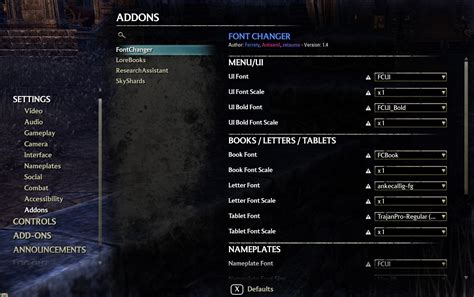 Font Changer Ui Media Elder Scrolls Online Addons