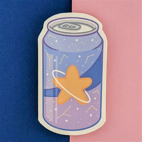 Aesthetic Can Sticker Set Galactic Soda Sticker Peach Can Sticker