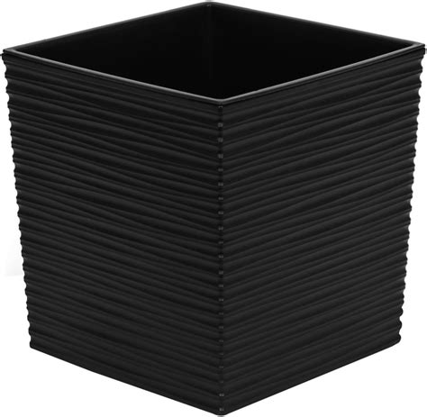 Pot de fleurs en plastique sculpté Juka 40 cm et bac d interieur noir