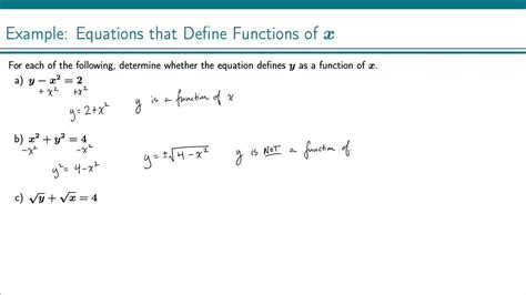 Example Equations That Define Functions Of X YouTube