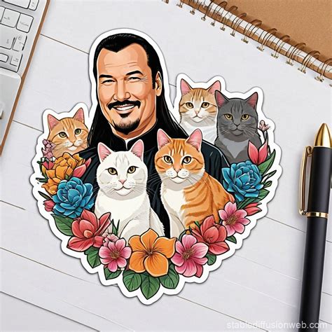 Steven Seagal and Cats in Floral Cosplay | Stable Diffusion Online