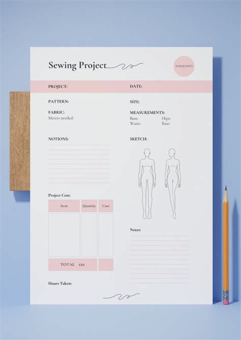 Pdf Printable Planner Sewing Project Journal Planner Sewing Planner