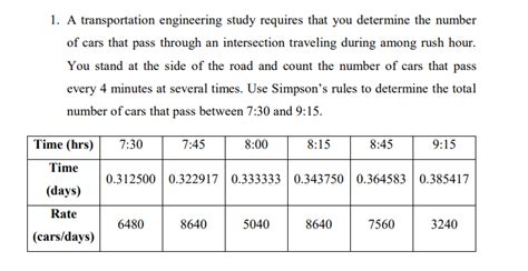 Solved 1 A Transportation Engineering Study Requires That Chegg