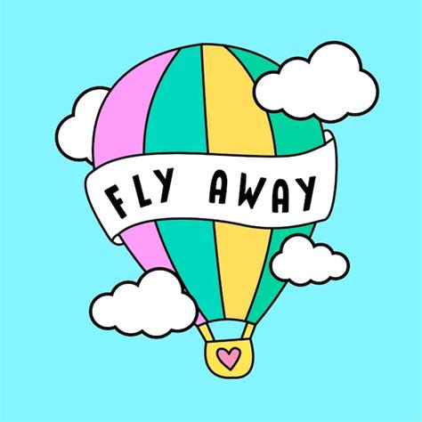 Premium Vector Vector Hot Air Ballon In The Sky With Clouds