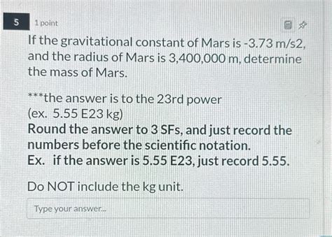 Solved 51 ﻿pointif The Gravitational Constant Of Mars Is