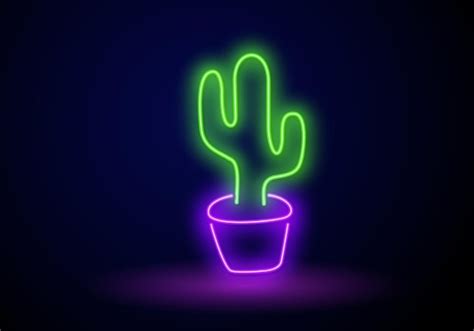 Signo De Ne N De Cactus Aislado Letrero Brillante Icono De Cactus