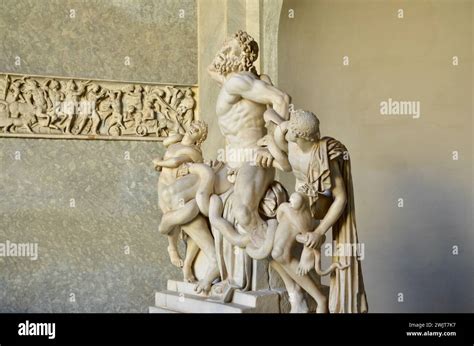 The Laocoon Statue With Crowd At The Vatican City Rome Capital Of Italy