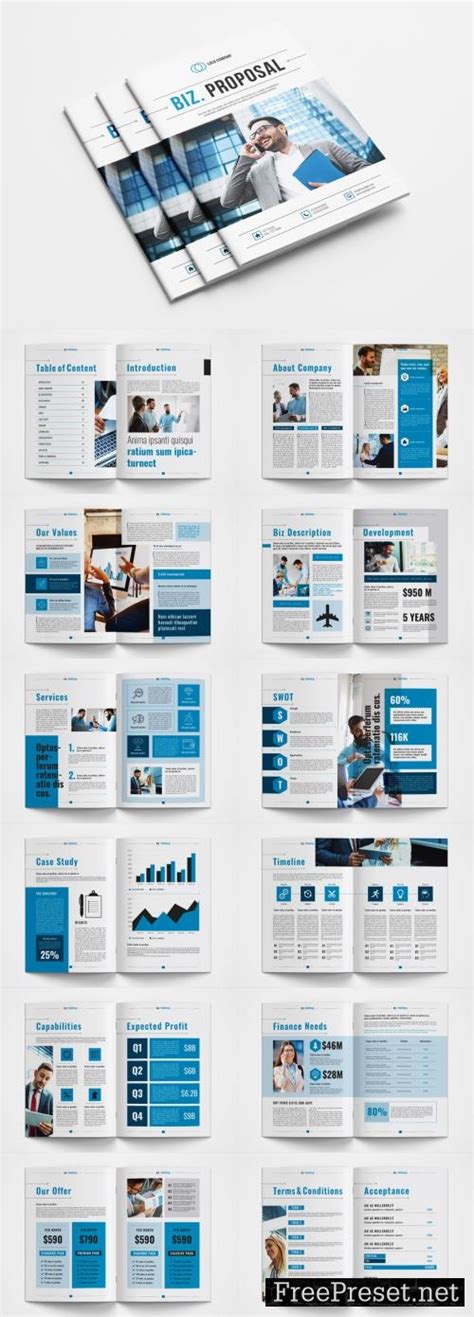 Adobe Stock Business Proposal Layout With Blue Accents 362694894