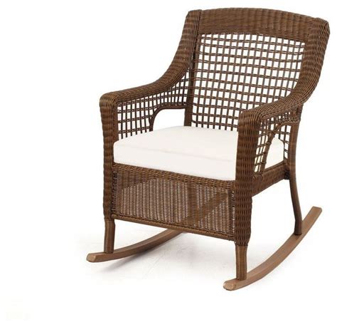 Hampton Bay Chairs Spring Haven Brown All-Weather Wicker Patio Rocking ...