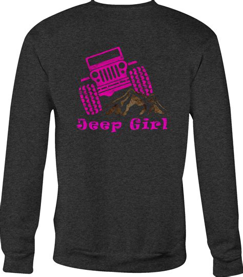 Jeep Girl Crewneck Sweatshirt Pink Mountain For Women Sweatshirts