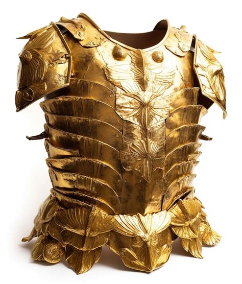 Premium Photo A Gold Armour With Leaves On The Sides And The Number