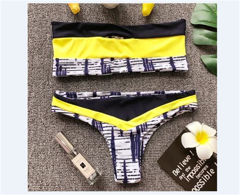 Venda Quente Das Mulheres Listradas Bikini Set Bandage Push Acolchoado Swimwear Swimsuit