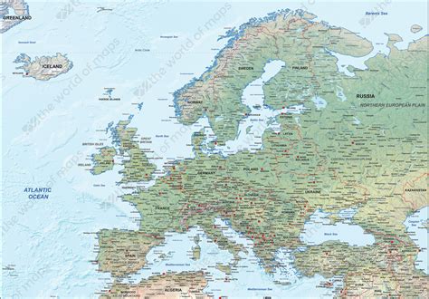 A Physical Map Of Europe