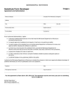 Fillable Online Revenue State Mn Substitute Form Developer Minnesota