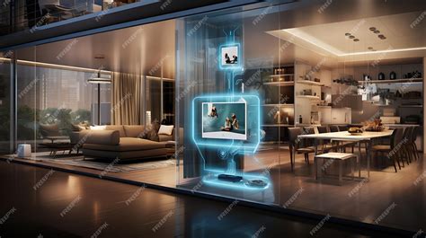 Futuristic Internet connected smart home with various devices house ...