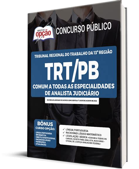 Apostila Trt Pb Comum A Todas As Especialidades De Analista Judici Rio