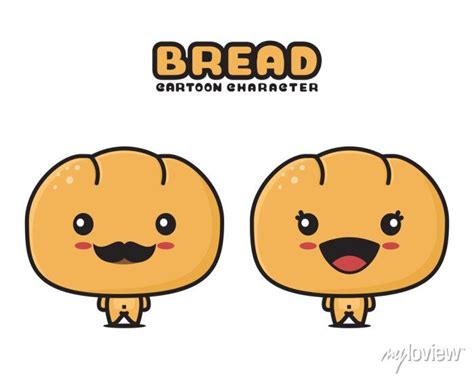 Cute Bread Mascot Food Cartoon Illustration Posters For The Wall