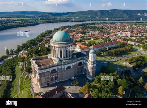 Aerial View Of Esztergom Cathedral City And Danube River Esztergom