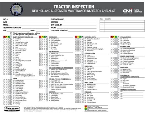 Pine Plains Tractor Inspection Checklists