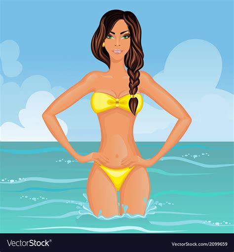 Yellow Bikini Girl Royalty Free Vector Image Vectorstock