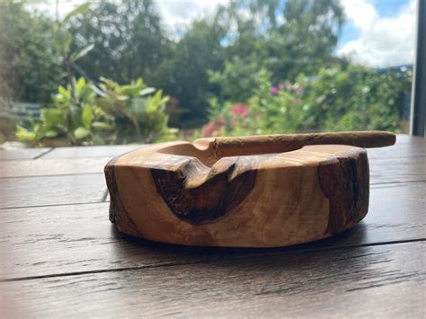 Rustic Ashtray Cigar Ashtray Handmade From Olive Wood Etsy