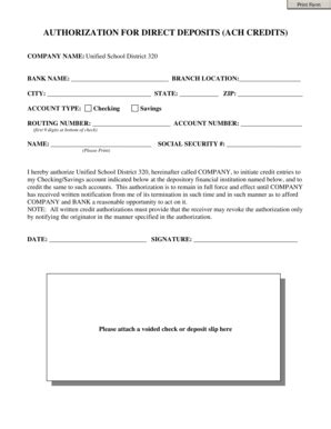 Fillable Online Direct Deposit Authorization Form Usd Fax Email