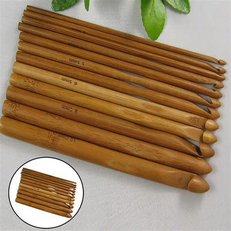 Hmlai Carbonized Garden Bamboo Crochet Hook 12 Gauge Sweater Needle Crochet Knitting Tools ...