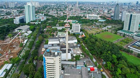 Aerial View Of Tvri Tower Surrounded By Buildings Tvri Is A State