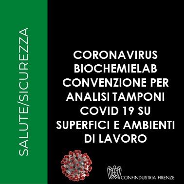 BIOCHEMIELAB Convenzione Per Tamponi Covid 19 In Ambienti Di Lavoro