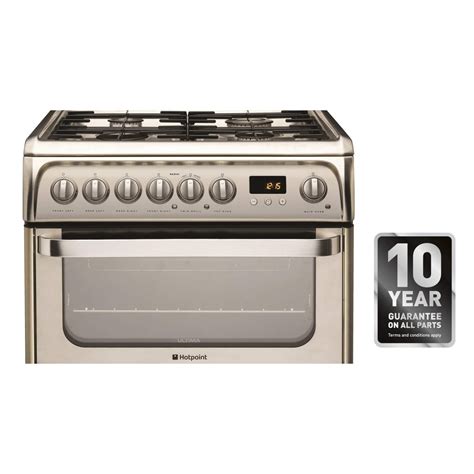 Hotpoint Hud61xs Ultima 60cm Double Oven Dual Fuel Cooker Stainless Steel Appliances Direct